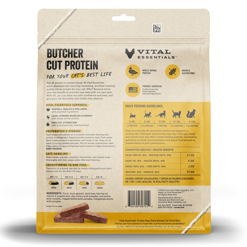 Vital Essentials Frozen Raw Duck Entree Mini Patties Cat Food 28oz - Poudre Pet and Feed Supply