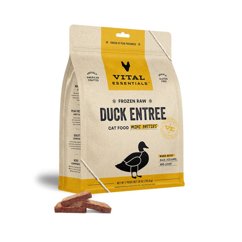 Vital Essentials Frozen Raw Duck Entree Mini Patties Cat Food 28oz - Poudre Pet and Feed Supply