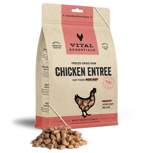 Vital Essentials Freeze-Dried Raw Chicken Entree Cat Food Mini Nibs 12oz - Poudre Pet and Feed Supply