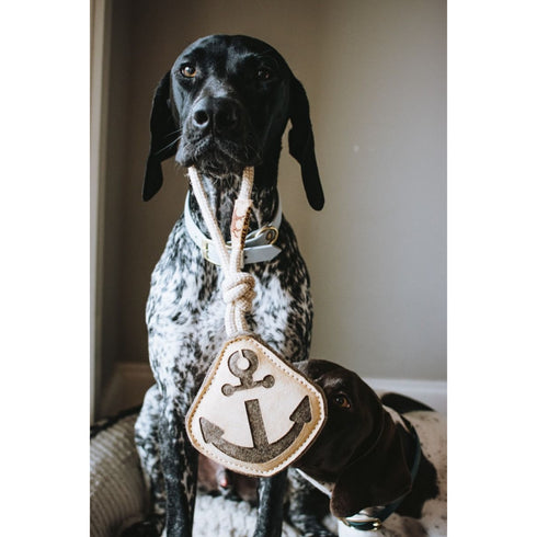 Tall Tails Leather Anchor Dog Toy 14"