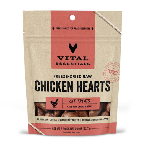 Vital Essentials Freeze-Dried Chicken Hearts Cat Treats 0.8oz - Poudre Pet and Feed Supply