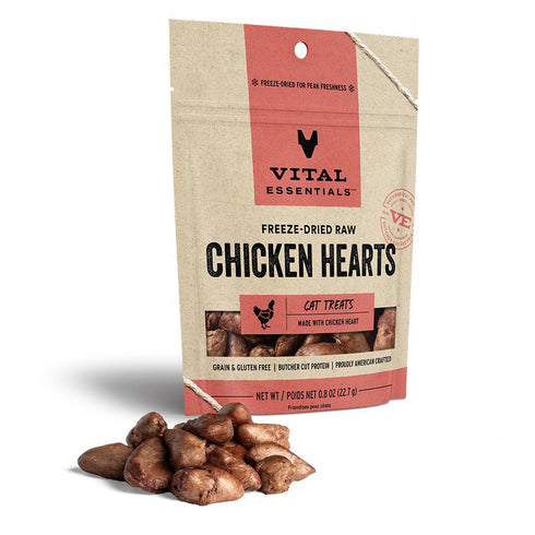 Vital Essentials Freeze-Dried Chicken Hearts Cat Treats 0.8oz - Poudre Pet and Feed Supply