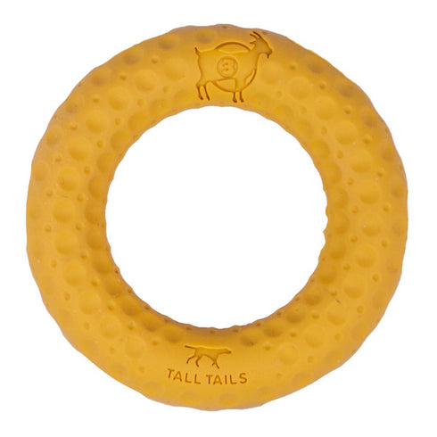 Tall Tails Goat Ring Yellow Dog Toy 3"