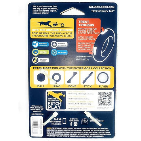 Tall Tails Goat Ring Orange Dog Toy 5″