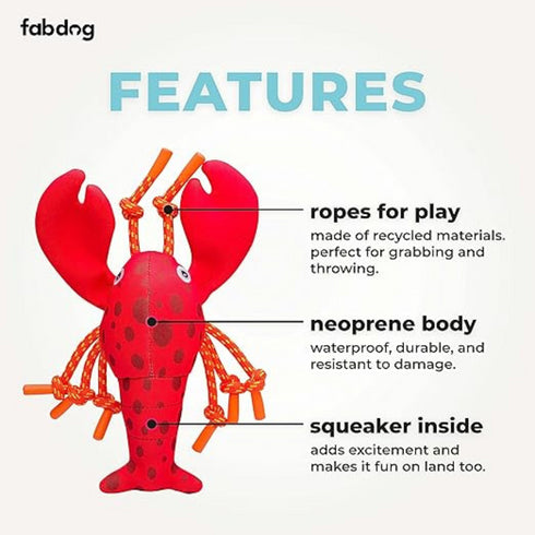 Fabdog Floatie Lobster Dog Toy