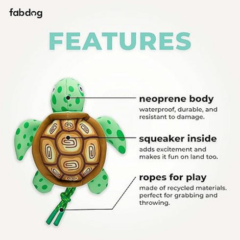Fabdog Flotie Turtle Dog Toy