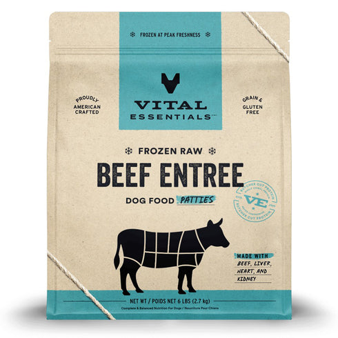 Vital Essentials Frozen Raw Beef Entree Dog Food Patties 6lb - Poudre Pet and Feed Supply