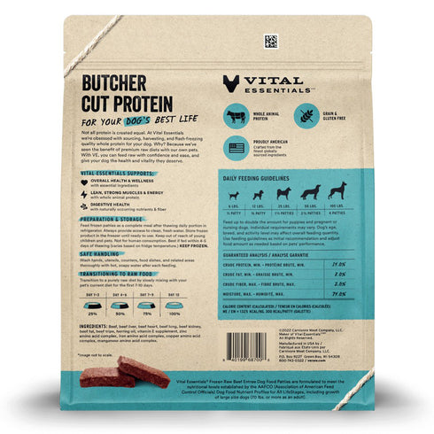 Vital Essentials Frozen Raw Beef Entree Dog Food Patties 6lb - Poudre Pet and Feed Supply