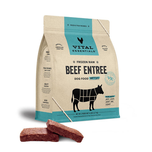 Vital Essentials Frozen Raw Beef Entree Dog Food Patties 6lb - Poudre Pet and Feed Supply