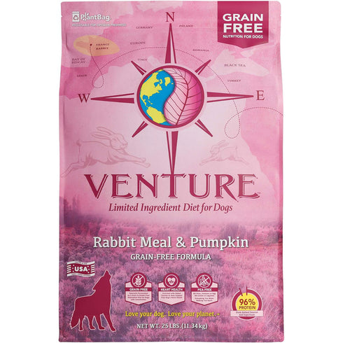 Earhborn Venture Limited Ingredient Diet Grain Free Rabbit Dry Dog Food 25lb poudrefeed.com