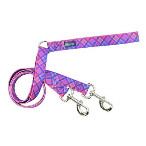 2 Hounds Design Freedom No-Pull Dog Harness - Large 1" x 28-32" - Neon Sunrise Pink Plaid