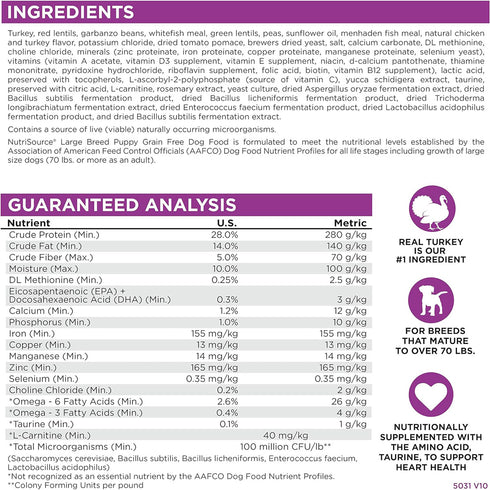 NutriSource Large Breed Grain Free Puppy Dry Dog Food 26lb poudrefeed.com 4