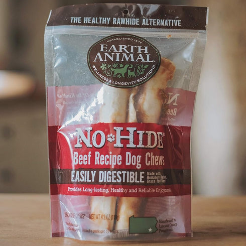 Earth Animal No-Hide Beef Chews Dog Treats 11" 2pk