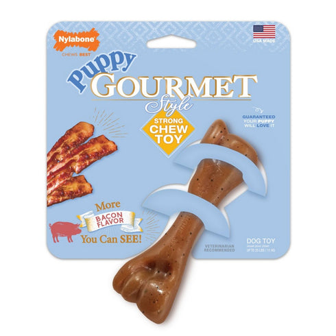 Nylabone Gourmet Style Strong Femur Bacon Flavor Puppy Chew Toy - Poudre Pet & Feed Supply