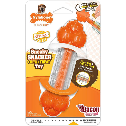 Nylabone Strong Chew Sneaky Snacker Treat Dog Toy Bacon Flavor Medium/Wolf - Poudre Pet & Feed Supply