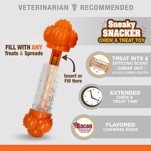 Nylabone Strong Chew Sneaky Snacker Treat Dog Toy Bacon Flavor Medium/Wolf - Poudre Pet & Feed Supply 3