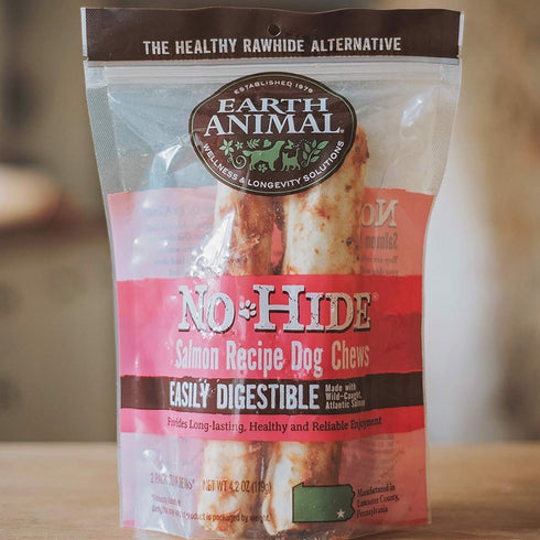 Earth Animal No-Hide Salmon Chews Dog Treats 11" 2pk
