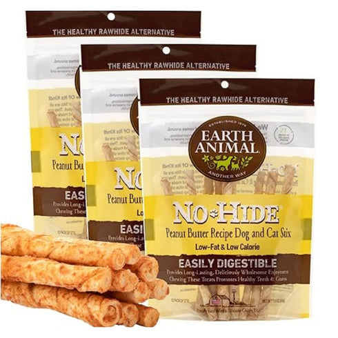 Earth Animal No-Hide Penut Butter Chews Dog Treats 11" 2pk
