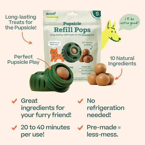 Woof Pupsicle Pops Chicken Peanut Butter Dog Treats Small 6oz poudrefeed.com 3