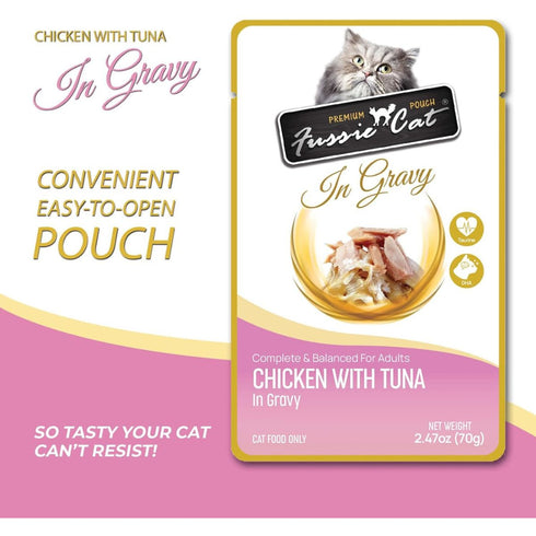 Fussie Cat Chicken with Tuna in Gravy Wet Cat Food 2.47oz - Poudre Pet & Feed Supply