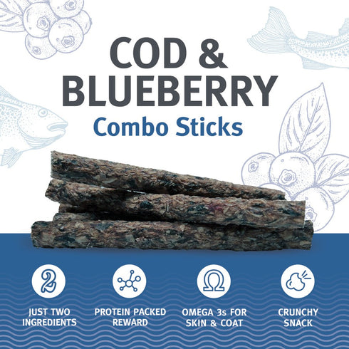 Icelandic+ Cod & Blueberry Combo Sticks Dog Treats 2oz - Poudre Pet & Feed Supply 3