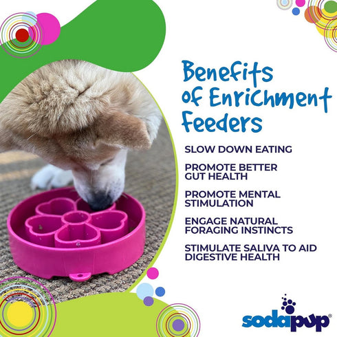 SodaPup Flower Design EBowl Slow Feeder Bowl For Dogs Pink - Poudre Pet & Feed Supply 4