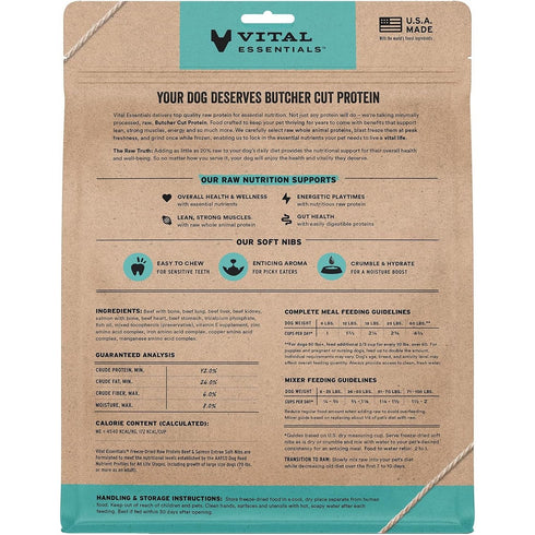 Vital Essentials Freeze Dried Soft Nibs Beef Salmon Raw Dog Food 14oz - Poudre Pet & Feed Supply 3