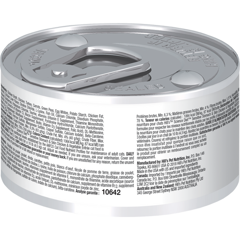Hill's Science Diet Adult Sensitive Stomach & Skin Wet Cat Food - Chicken & Vegetables - 2.9oz Can