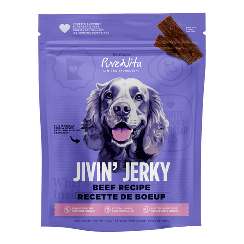 NutriSource Jivin’ Jerky Limited Ingredient Dog Treats - Beef - 4oz Pouch