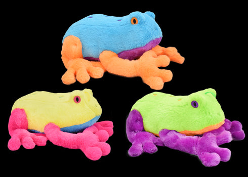 Multipet Jumbo Frog Plush Dog Toy - Blue, Yellow, or Green