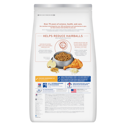 Hill's Science Diet Adult Hairball Control Light Dry Cat Food - Chicken - 15.5lb Bag