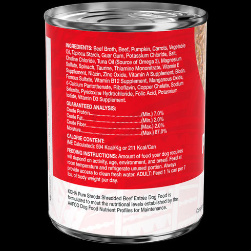 Koha Pure Shreds Wet Dog Food - Beef - 12.5oz Can