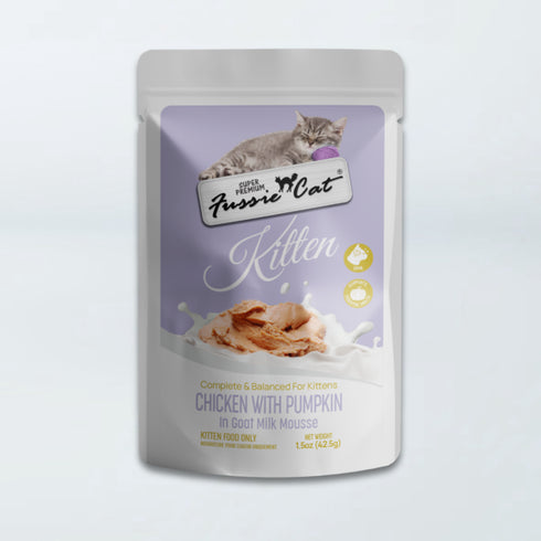 Fussie Cat Kitten Super Premium Goat Milk Mousse Wet Cat Food - Chicken & Pumpkin - 1.5oz Pouch