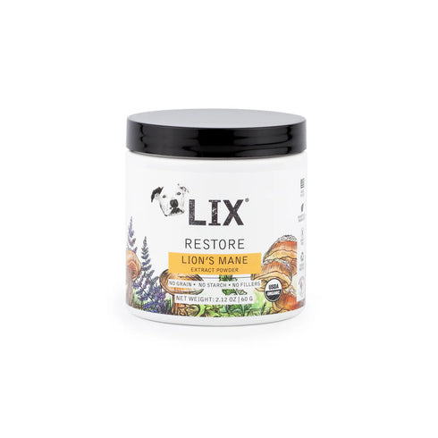Lix Restore Lion's Mane Mushroom Meal Topper Supplement For Pets - 2.12oz Tub