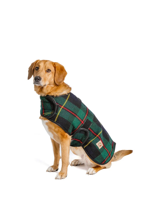 Chilly Dog Blanket Dog Coat - Medium - Navy Tartan Plaid