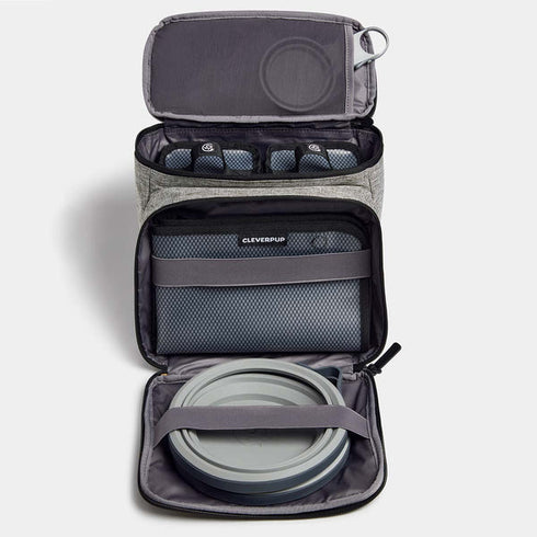 Cleverpup Bistro Box Dog Food Travel Kit - Large - Heather Grey