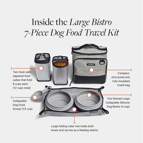 Cleverpup Bistro Box Dog Food Travel Kit - Large - Heather Grey