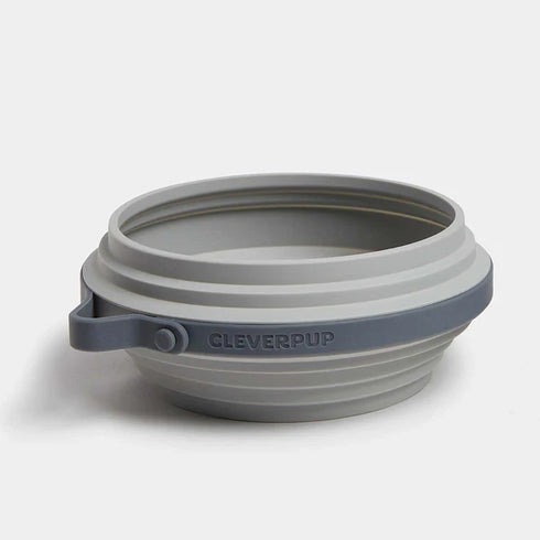 Cleverpup Nomad Collapsible Travel Dog Bowl - Large - Grey