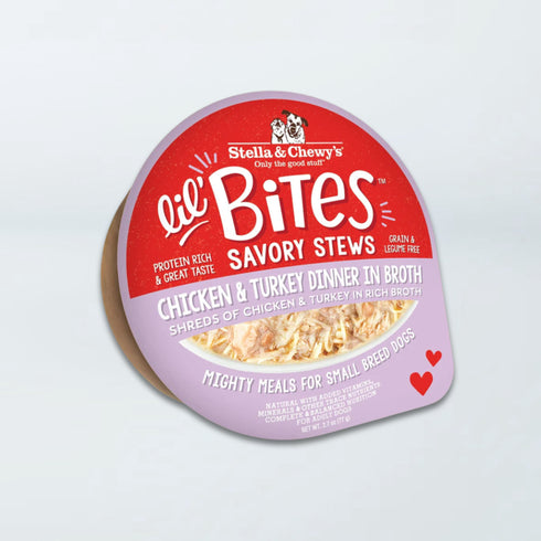 Stella & Chewy's Lil' Bites Savory Stews Wet Dog Food - Chicken & Turkey in Broth - 2.7oz Cup