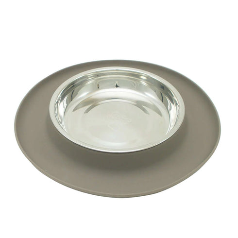 Messy Cats Silicone & Stainless Steel Cat Bowl - Grey