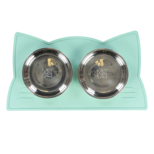 Messy Cats Silicon Cat Bowl Mat - Mint