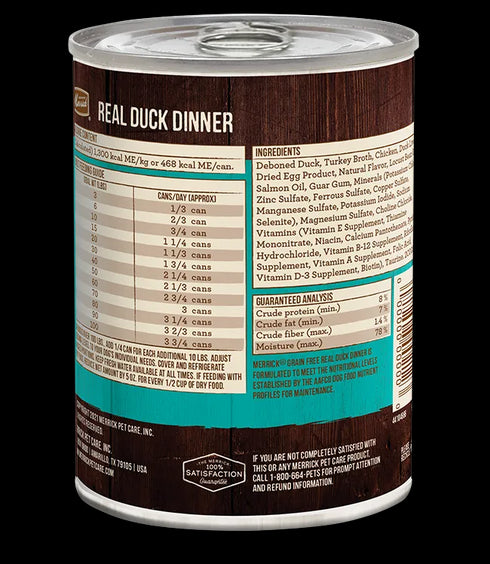 Merrick Wet Dog Food - 96% Real Duck - 12.7oz Can