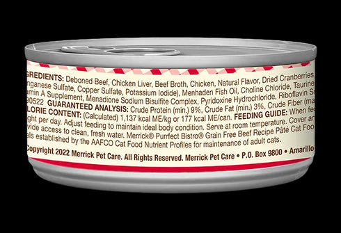 Merrick Purrfect Bistro Grain Free Wet Cat Food - Beef Paté - 3oz Can