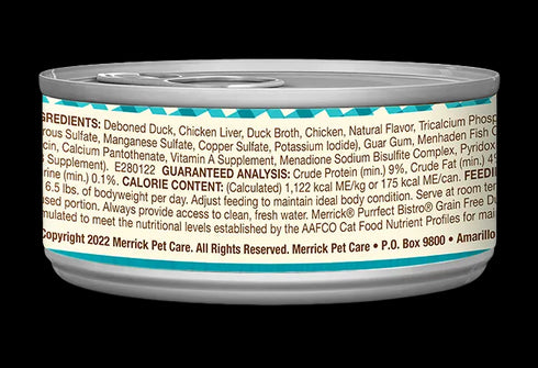 Merrick Purrfect Bistro Grain Free Wet Cat Food - Duck Paté - 3oz Can