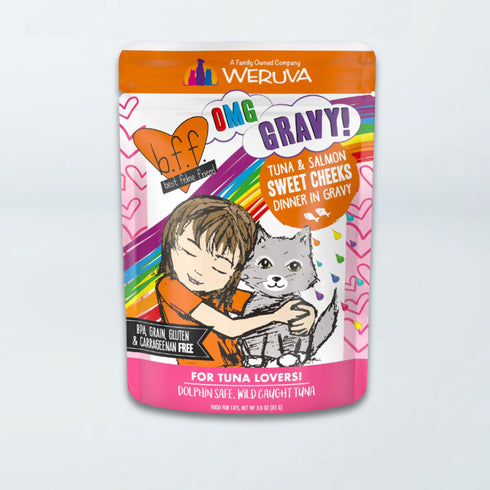 Weruva BFF OMG Gravy Wet Cat Food - Tuna & Salmon Sweet Cheeks - 3oz Pouch