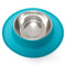 Messy Mutts Silicone & Stainless Steel Dog Feeder Bowl - Medium - Blue - 1.5 Cup Capacity