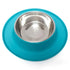 Messy Mutts Silicone & Stainless Steel Dog Feeder Bowl - Medium - Blue - 1.5 Cup Capacity