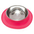Messy Mutts Silicone & Stainless Steel Dog Feeder Bowl - Medium - Red- 1.5 Cup Capacity