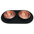 Messy Mutts Double Silicone Dog Feeder Dog Bowl - Large 3 Cups Per Bowl - Copper/Black