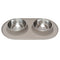 Messy Mutts Double Silicon Dog Feeder Pet Food Bowl - Medium 1.5 Cups per Bowl - Grey